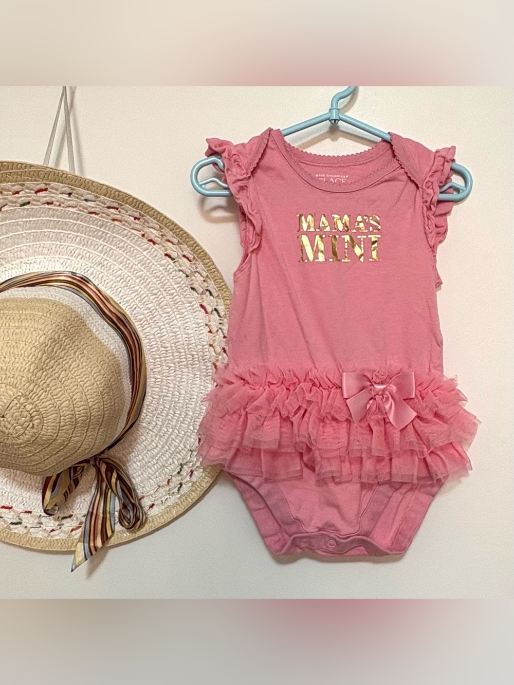 The Children's Place Pink Ruffle Tulle 'Mama's Mini' One-Piece Bodysuit